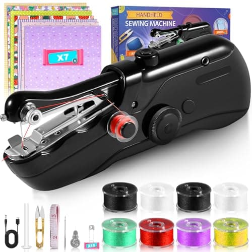 Handheld Sewing Machine, Electric Mini Sewing Machine Easy for Beginners and Adults, Qucik Stitch Hand Sewing Machine, Portable Hand Held Sewing Machine Sewing Kit for DIY Crafts Home Travel - Image 1