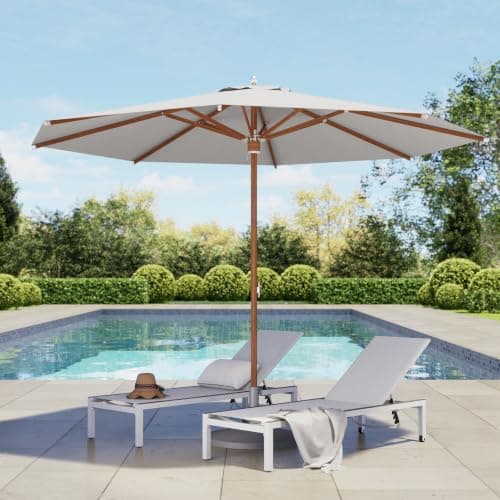 Grand patio 11 FT 10-Year-Non-Fading Patio Umbrella, Outdoor Umbrella with 8 Faux-Wood Grain Aluminum Ribs, Market Umbrella with Pulley Lift, Ventilation, Waterproof for Poolside, Deck, Backyard, Gray Fabric - Image 1