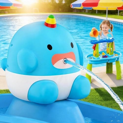 Water Table Pump Continuous Flow,Rechargeable Unicorn Toys Whale Pump,Battery Powered Water Pump Toy,Outdoor Water Play Table Accessories for Kids & Toddlers,Compatible with Step 2 - Image 1