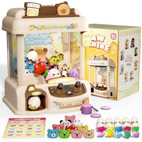 Claw Machine for Kids, Capybara Mini Machine for Age 3+, Toy Claw Machines with Plush and Squishy Prizes for Girls, Candy Grabber Dispenser Toy for Boys, Birthday Gifts for Kids Age 3 4 5 6 7 8 - Image 1