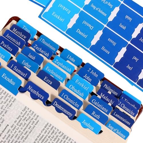 Blue Bible Tabs for Men's Bible Studies & Small Groups, Large Print Tabs Fits NIV/KJV/ESV, Bible Journaling Supplies (66 Bible Tabs Old and New Testament and 24 Blank Custom Tabs) - Image 1