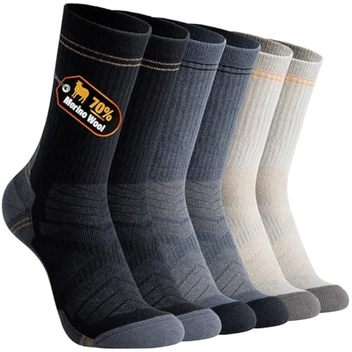 BISOUSOX Thin Merino Wool Socks for Men, 70% Premium Wool Crew Dress & Light Hiking Socks, Moisture Wicking, 3 Pairs - Image 1