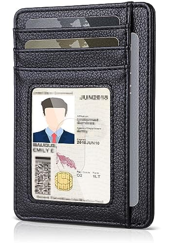 Teskyer Slim Wallet for Men, Minimalist Front Pocket RFID Blocking Leather Wallet Credit Card Holder for Men & Women - Image 1