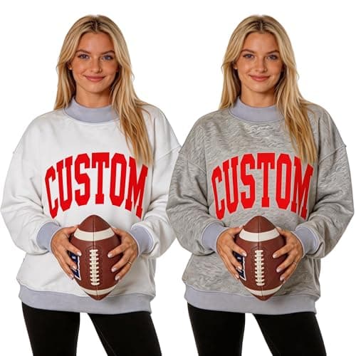 ROSLILY Personalized Reversible Mock Neck Sweatshirts Womens Oversized Pullover Custom College Team Mockneck Game Day Mock Neck Sweatshirt For Football Game Sports Lover College Student - Image 1
