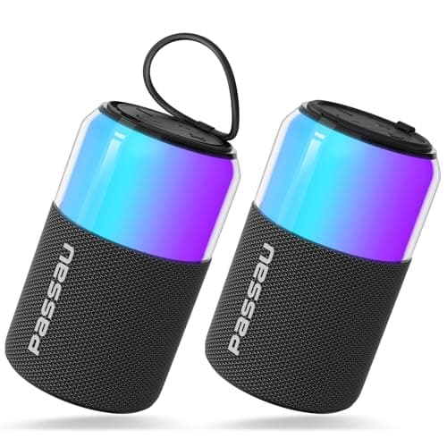 Passau Portable Bluetooth Speaker with Lights Show, 15W Loud Clear Sound, White Elephant Gifts for Adults, BT 5.4, LED Lights up Speakers Stocking Stuffers Gifts for Kids, Teen, Girls, Boys (2 Pack) - Image 1