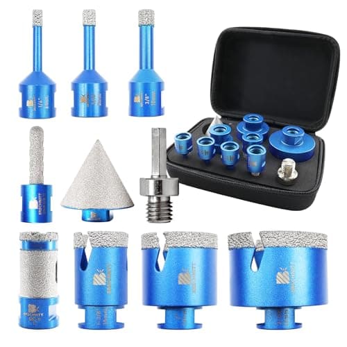 Diamond Core Drill Bit Set - BRSCHNITT 10pcs Tile Hole Saw Kit Diamond for Porcelain Tile Ceramic Marble Granite Drilling,Finger Chamfer Bit - Image 1