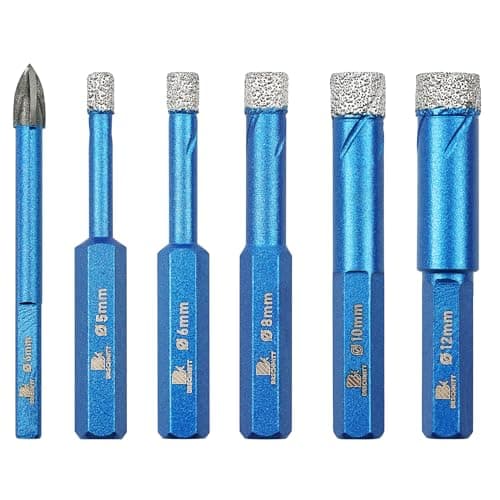 Diamond Drill Bit 1/5 1/4 5/16 3/8 1/2 inch - BRSCHNITT 1/4 inch Masonry Drill Bits Set for Porcelain Tile Ceramic Stone Granite Marble,Hex Shank Diamond Hole Saw Drill Bit(6pcs/Pack) - Image 1