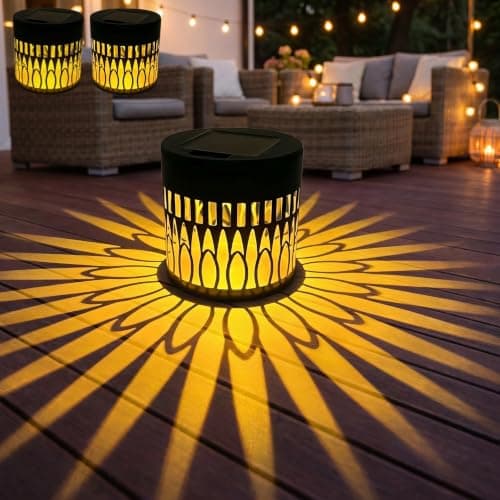 Solar Sunflower Projection Lights Outdoor, New Version Solar Mandala Light, Solar-Powered Decor Light for Wall, Yard, Garden, Patio, Backyard Decor, Waterproof Metal Fence Lights, WarmLight, 2 Pack