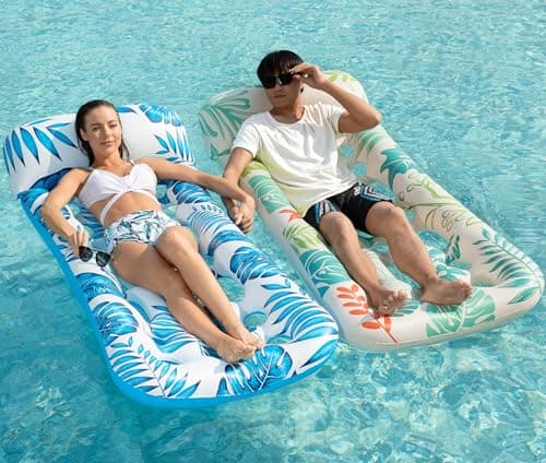 Jasonwell Inflatable Pool Float Lounge - 2 Pack Floaties Rafts for Adults Floating Lounger Sun Tanning Floats Cool Water Floaty Swimming Lake Beach Party Toys - Image 1