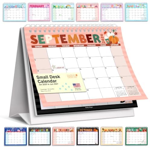 Small Desk Calendar 2026-2027 Standing Flip - 18-Month 2026 Desk Calendar Small for Home, Office & School, Standing Desks Calendars 2026-2027, Mini Desks Calendars, Back to School Teacher Gifts - Image 1