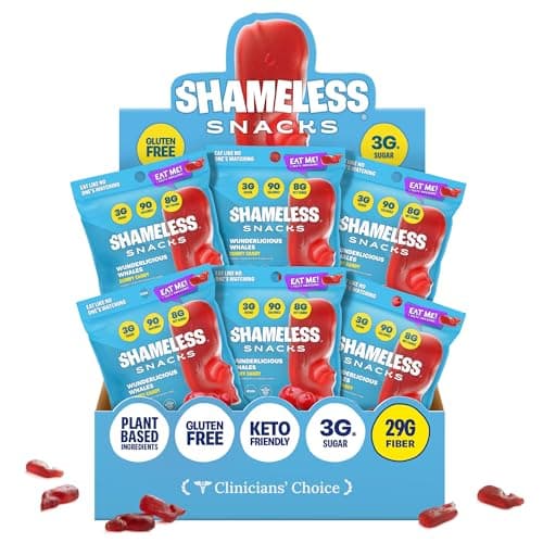 Shameless Snacks - Healthy Low Calorie Snacks, Low Carb Keto Gummies (Gluten Free Candy) - 6 Pack Wunderlicious Whales - Image 1