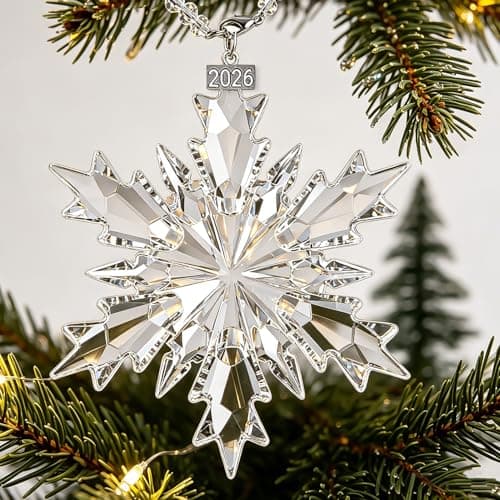Crystal Christmas Ornaments 2026, Glass Snowflake Ornaments for Christmas Tree, Sparkle Crystal Star Ornament Gift for Women, Unique Pretty Beautiful Xmas Tree Decor - Image 1