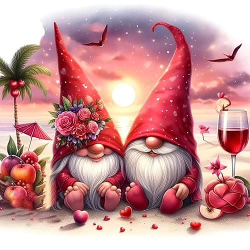 ijbnhd Gnome Diamond Art Kits for Adults, Gnome Diamond Painting Kits for Adults, DIY Full Drill Gem Art Crystal Rhinestone for Wall Home Decor 14X14inch