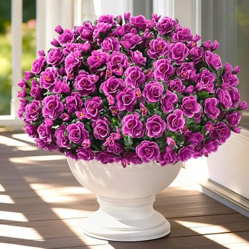 Yastouay Artificial Flowers for Outdoors Decoration, 4 Bundles UV Resistant Fake Outdoor Flowers, Realistic Artificial Plants & Flowers Faux Flowers for Garden Porch Window Box Outdoor Decor (Fuchsia) - Image 1