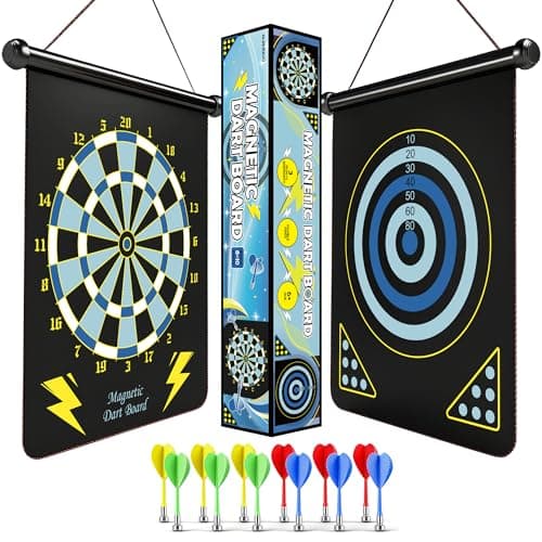 ALREMXUO Magnetic Dart Board for Kids, Outdoor Activities Games Toys for Teenage 6 7 8 9 10 11 12 13 14 15 16 Years, Teen Boys Gift Ideas for Birthday, Room Decor, Cool Stuff, Blue - Image 1