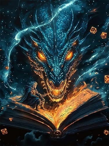 ijbnhd Dragon Diamond Art Kits for Adults - Book Diamond Painting Kits for Adults Beginner, DIY 5D Full Drill Dragon Gem Art for Home Wall Decor 12x16 inch