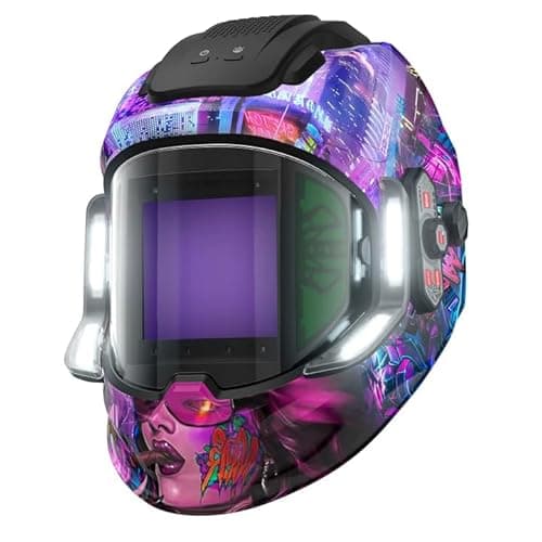 ANDELI Welding Helmet with 4 LED Light, 180° Panoramic 6 Arc Sensor True Color Auto Darkening Welding Hood with Internal Display, 2400mAh Rechargeable Battery for TIG/MIG/Cut/Grind MONERCP-LED-PRO