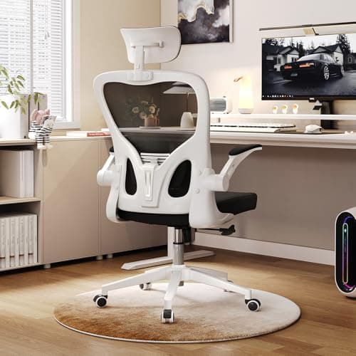 Ergonomic Office Chair, High-Back Mesh Computer Desk Chair with Adjustable Height, Lumbar Support, Flip-Up Armrests,headrest,and Swivel Rolling Design for Home and Office Use