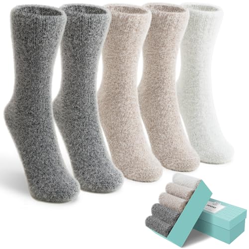 SISOSOCK 5 Pairs Fuzzy Soft Cozy Comfortable Socks for Women, Casual Sleep Comfy Socks, Perfect Warm Winter Gifts for Women - Image 1