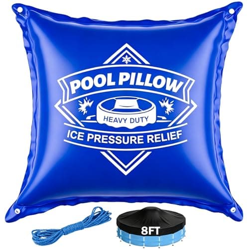 Pool Pillows for Above Ground Pool 8 x 8Ft, EPN Ultra-Thick 0.5mm Winter Pool Cover Air Pillow, Freeze-Resistant & Ice Pressure Relief, Heavy Duty Winterize Pool Closing Kit with 49ft Rope, No Leak