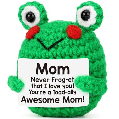 Mom Gifts Mothers Day, Birthday Gifts for Mom from Daughter Son Kids - Funny Moms Birthday Mother's Day Present Cute Small Handmade Crochet Gift for Mama Mother in Law Appreciation Positive Frog Gift