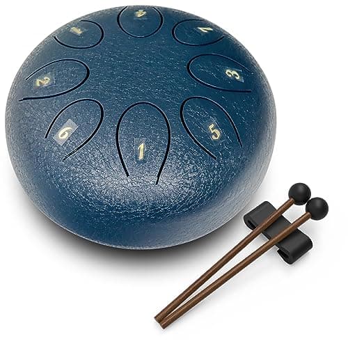 REGIS Steel Tongue Drum 6 Inch 8 Notes, Rain Drum Style Calming Percussion Instrument for Relaxation & Meditation, Musical Gift for Adults & Beginners(Navy) - Image 1