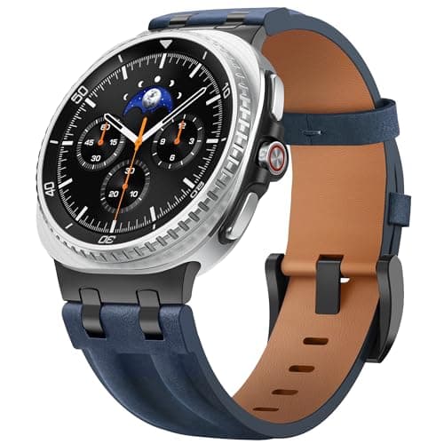 Leather Band Compatible with Samsung Galaxy Watch Ultra 47mm/Watch 8 7 6 5 4 FE 40mm 44mm/Watch 8 6 4 Classic/Watch 5 Pro, Premium Top Grain Leather Strap with Rugged Stainless Steel Connector for Samsung Watch Bands Men & Women - Image 1