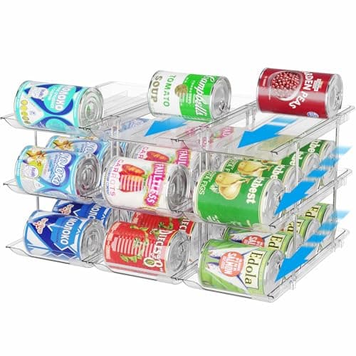 BingoHive Can Organizer for Pantry Stackable 3 Tiers Can Storage Organizer Pantry Soda Can Organizer for Fridge 36 Cans Rack Automatic Rolling Canned Food Organizer for Refrigerator Kitchen Clear - Image 1