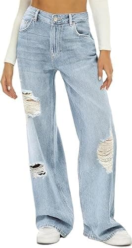 HDLTE Women Wide Leg Jeans High Waist Baggy Pants Loose Boyfriend Jeans Denim Pants Y2K - Image 1