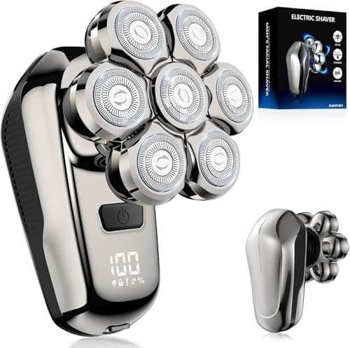 Head Shaver for Bald Men, 7D Floating Rotary Shaver with LED Display, Detachable Electric Shavers Rechargeable 2-Speed Modes Motor IPX7 Waterproof Dry/Wet Electric Razor, Gift for Dad Husband - Image 1