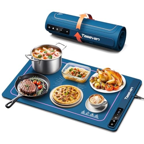 Food Warming Mat, Silicone Heating Tray with 7 Temperature Settings, Quick Full Surface Heating Pad, Thermochromic Line, Kids Lock, Electric Warming Tray for Buffets Party - Image 1