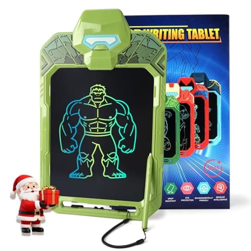 LCD Writing Tablet for Kids 10 Inch Green Giant Hero Drawing Board for Boys 3 4 5 6 7 Erasable Drawing Pad with Lanyard High Definition Color Doodle Board Travel Toy Birthday Gift for Toddler - Image 1
