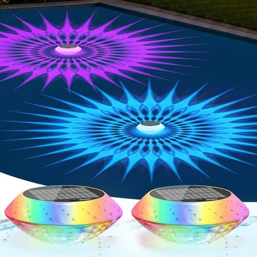 2026 Upgrade Solar Powered Floating Pool Lights(2 Pack), 1800mAh Pool Lights That Float with Remote, 42 Lighting, Timer Function, IP68 Waterproof for Inground/Above Ground Pool, Pool Party, Bathtub - Image 1