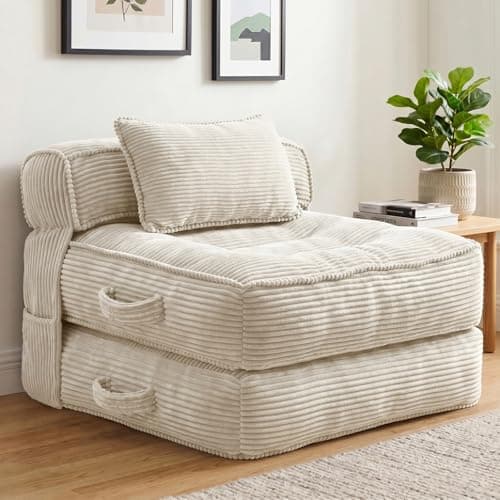 ORWIPO Folding Sofa Bed, Convertible Sleeper Chair with Pillow Foldable Mattress with Back Support, Portable Fold Out Chair Bed Comfy Floor Couch Lounge for Living Room Bedroom Apartment Single - Image 1