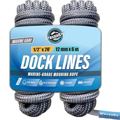 Premium Nylon Boat Dock Lines & Ropes for Docking 1/2'' x 20' | Double Braided Marine Rope & Mooring Line| Boat Ropes for Docking with Loop | UV & Saltwater Resistant Dock Ropes for Boats & Pontoons - Image 1