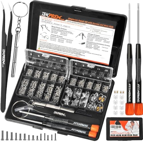 TEKPREM Magnetic Eyeglass Repair Tool Kit, Eye Glasses Repairing Screwdriver Set with Compatible Eyeglass Screws,Silicone Nose Pads,Tweezer,Small Screwdriver for Eyeglasses,Sunglasses and Nose Pads - Image 1