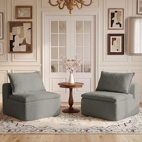 Bonelessl Sofa Couch Seat Set, Combine L-Shaped U-Shaped Armless Corner Chair Lazy Floor Modular Sectional with Layered Cushion for Living Room Bedroom, Dorm and Office (Gray, 29.53"Middle of 2 Set)