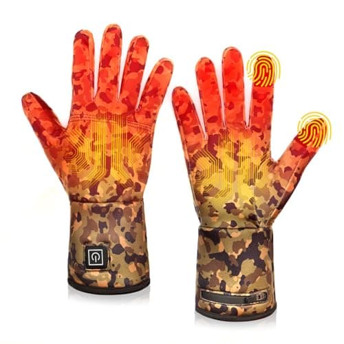 Heated Glove Liners for Men Women, Rechargeable Hand Warmers, Thin Camouflage Touchscreen Battery Electric Gloves Liner for Motorcycle Skiing Hiking Hunting - Image 1