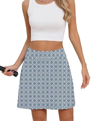 Heymoments Women Active Athletic Skirts Geometric Small Lightweight Comfy Summer Workout Golf Tennis Running Hiking Cycling Skater Bike A Line Underneath Mini Skort Sport Dress - Image 1