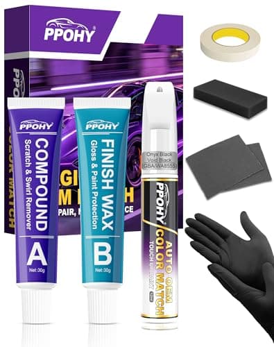 PPOHY Onyx Black/Void Black(GBA/WA8555) Touch Up Paint for GMC with A/B Wax OEM Exact Match,Scratch Repair Kit,2-In-1 Tip/Brush,Quick Dry Anti-Rust Waterproof Paint Sierra,Yukon,Canyon,Acadia,Terrain - Image 1