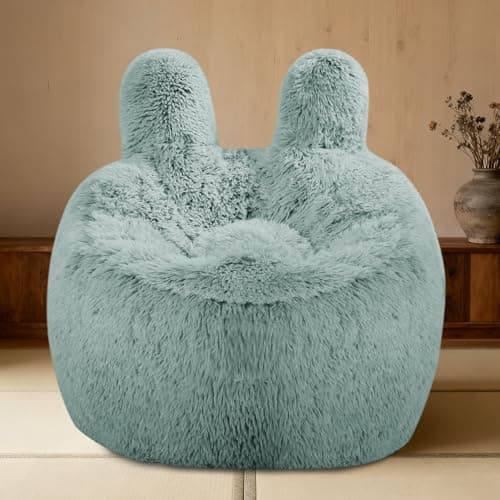 Aodenge Fluffy Bean Bag Chair for Kids, with Plush Faux Fur Cover, 2.5FT Memory Foam Bean Bag Chairs for Teens & Kids, Ultra Soft Sofa for Living Room/Bedroom/Dorm,Green - Image 1