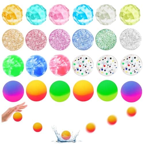 QYESQ Party Favors for Kids - 24 Bouncy Balls, Fidget Toys, Halloween Party Favors, Stocking Stuffers Kids,Treasure Box Toys for Classroom Rewards, Birthday Christmas Games for Family Party - Image 1