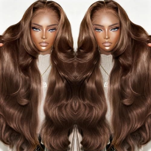 Gusif 200% density Chocolate Brown Human Hair Wig 12A 13x4 Body Wave Lace Front Wigs Human Hair Colored Body Wave Lace Frontal Wigs Brown Wig Human Hair for Women