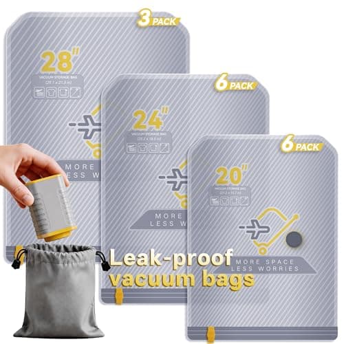 15-Pack Vacuum Bags for Travel with Wireless Rechargeable Pump, Carry-on Size Compression Packing Bags for Luggage & Suitcase, Space Saver for Clothes & Clothing, 15 Combo Travel Size, Fast 3S Vacuum - Image 1