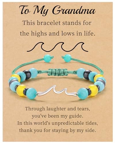 Sistble Gifts for Grandma, Wave Bracelets Grandma Christmas gift Jasper Bead Bracelet from Granddaughter Birthday Mothers Retirement Gift Jewelry for Grandmother - Image 1