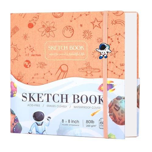 FLYING EAGLE Sketch Book for Kids 8"X 8" Small Hardcover Sketchbook for Drawing 120GSM Thick Paper, Square Art Drawing Paper 120 Pages Sketch Pad for Girls Teens,Gift Boxed, Orange - Image 1