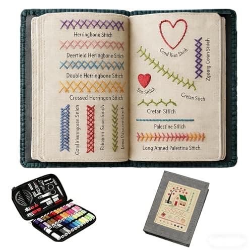 New DIY Embroidery Stitch Book Kit,86-Piece Sewing Tool Set