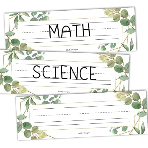 Hadley Designs Desk Name Tags for Classroom - 25 Student Desk Name Plates for Classroom Decor, 9x3 Greenery Nametags Cubby Labels Teacher Supplies, 1st 2nd 3rd Grade Kindergarten Preschool Must Haves - Image 1