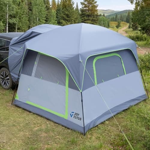 JOYTUTUS SUV Tent for Camping with Rainfly 2026 Upgrade, Strong Four Steel Frame Poles, 5-9 Person Big Car Tent with Ventilated Double Door, Movie Screen, 8' W X 10' L X 7' H, Fit for SUV CUV Van - Image 1