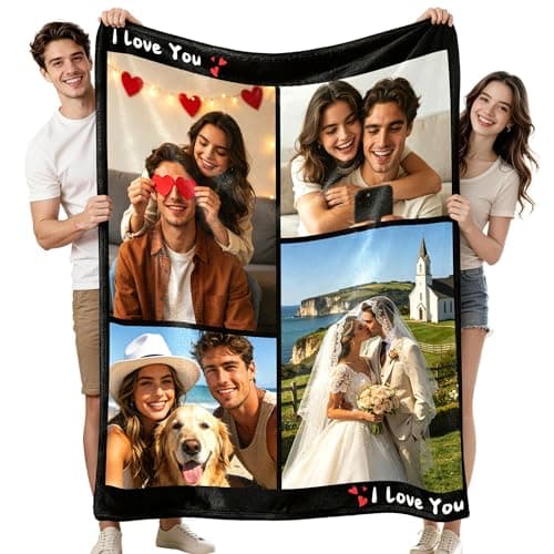 SwiftBay Ships Next Day Custom Blanket with Picture, Personalized Blanket with Photo, Customize Customizable Throw Blankets, Customized Gifts for Mom, Dad, Wife, Husband, Couple and Girlfriend - Image 1